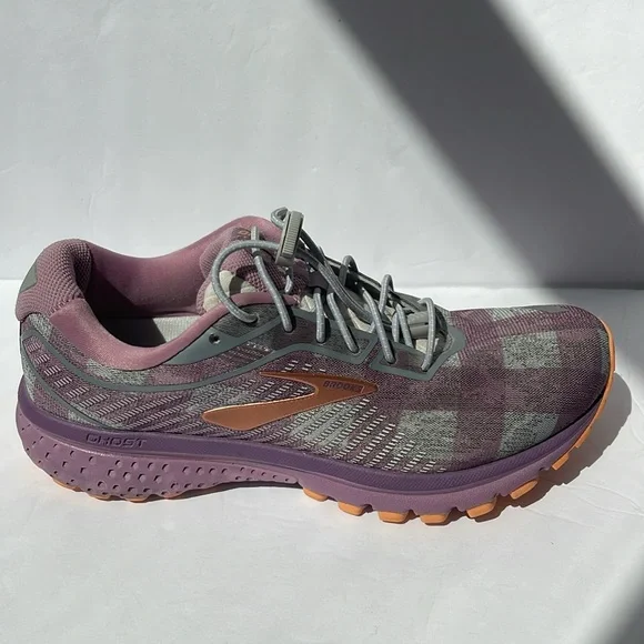 Brooks Women's Ghost 12 Purple Gray Plaid Sneakers 7 - Picture 10 of 11